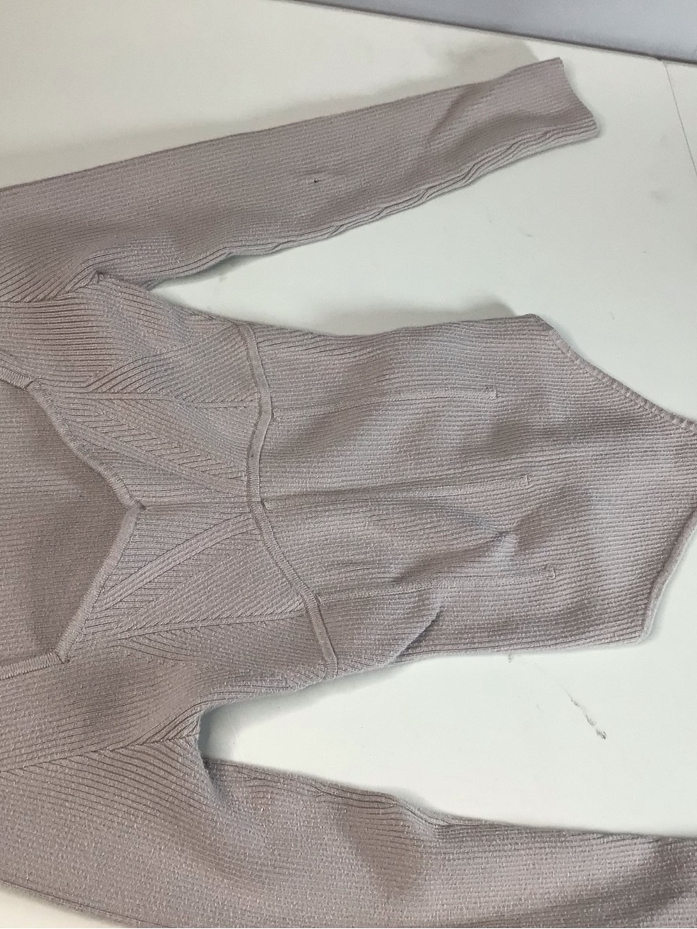 Abercrombie & Fitch Ribbed Long-Sleeve Bodysuit in Mauve